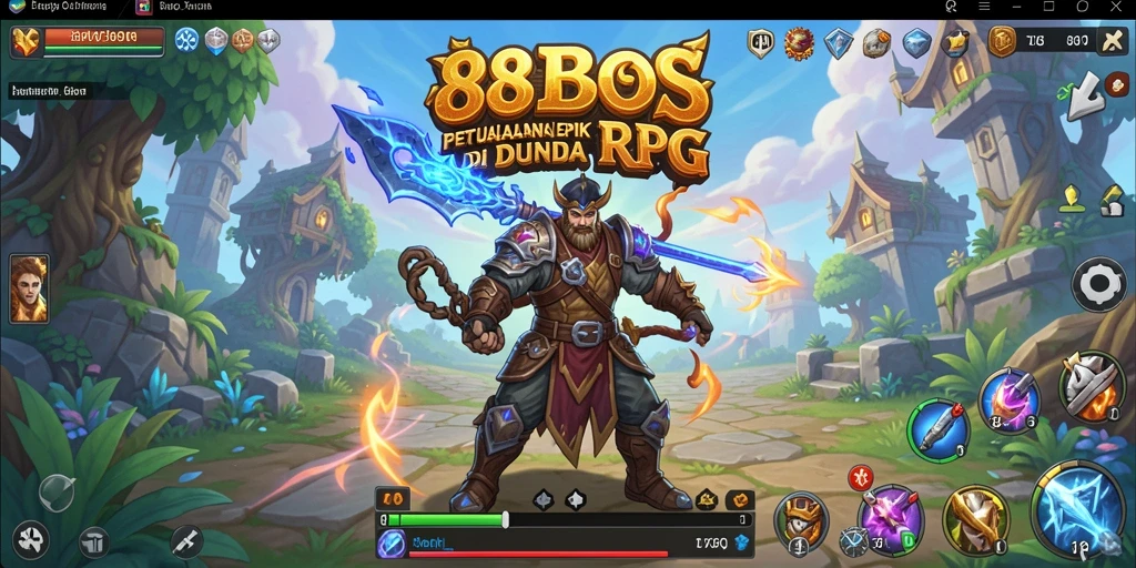 Screenshot utama dari 88BOS menampilkan pertarungan RPG yang seru dan menegangkan.