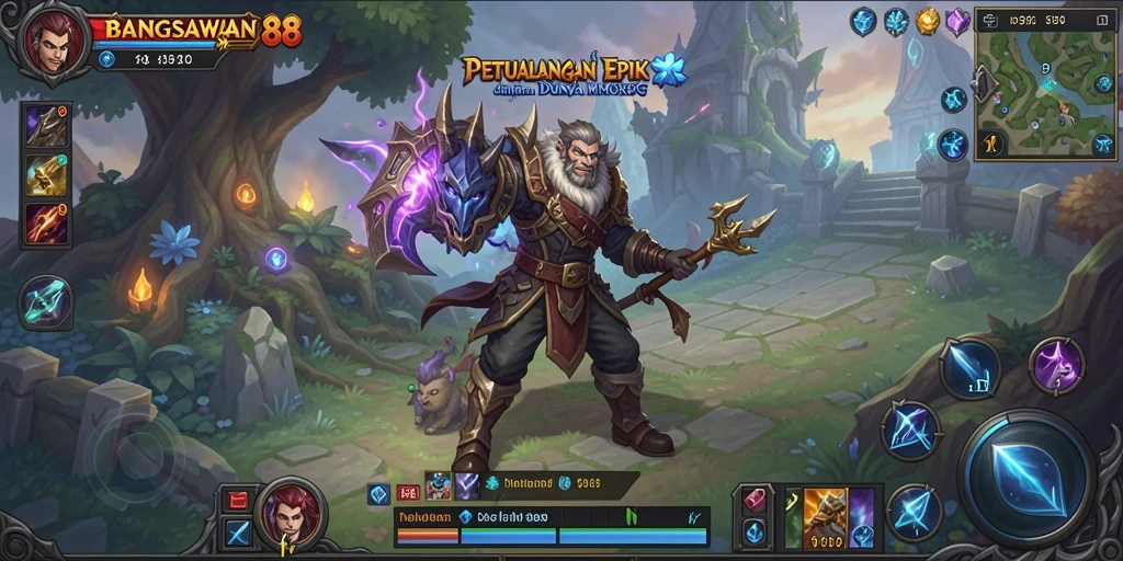 Screenshot utama BANGSAWAN88 menampilkan aksi gameplay seru dalam MMORPG.