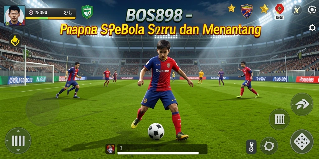 Screenshot utama BOS898 menampilkan aksi mendebarkan di lapangan sepak bola.