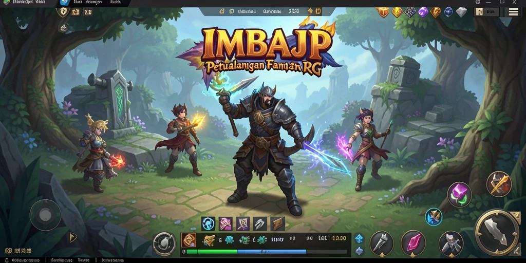 Screenshot utama IMBAJP menampilkan aksi seru dalam dunia RPG.