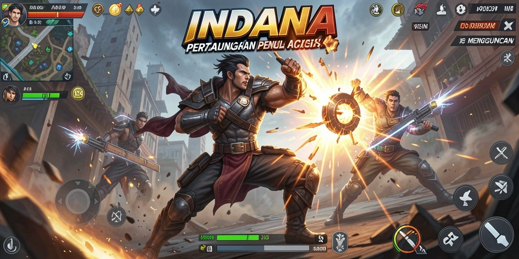 Tangkapan layar gameplay INDAAA menampilkan aksi pertarungan yang mendebarkan.