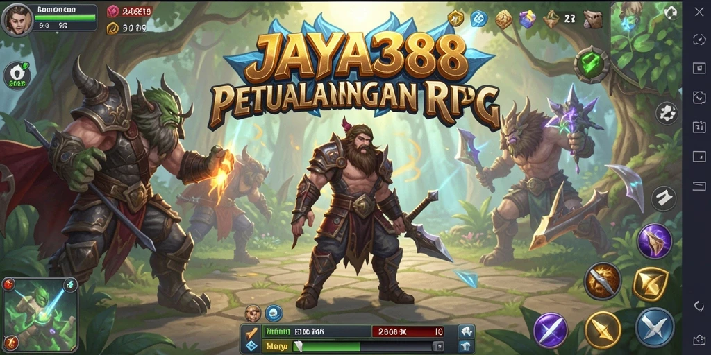 Screenshot utama JAYA388 menampilkan aksi seru dalam pertarungan RPG.