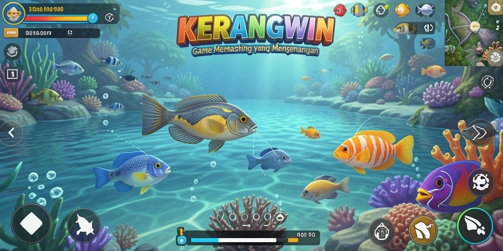 Tampilan gameplay menakjubkan KERANGWIN dengan suasana memancing yang realistis.