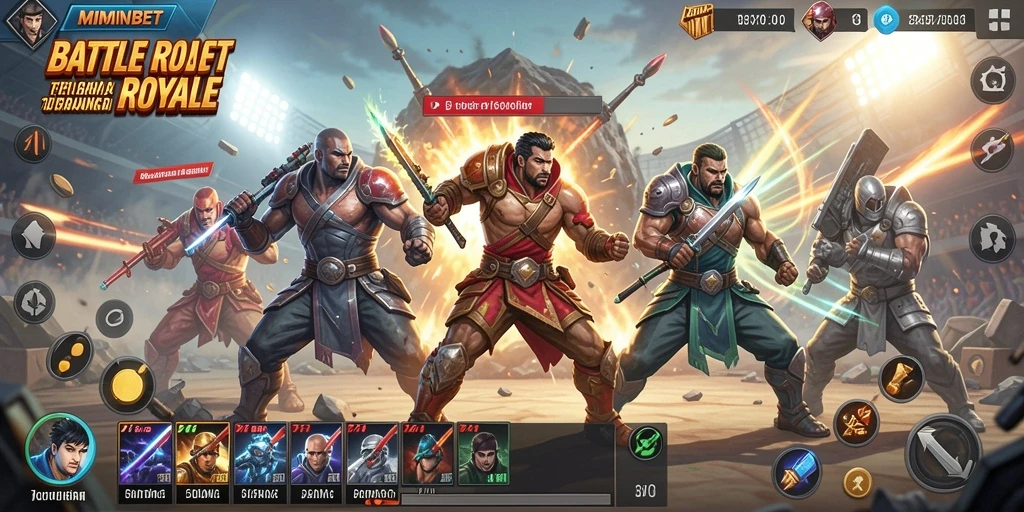 Screenshot gameplay MIMINBET yang menampilkan aksi Battle Royale yang seru.