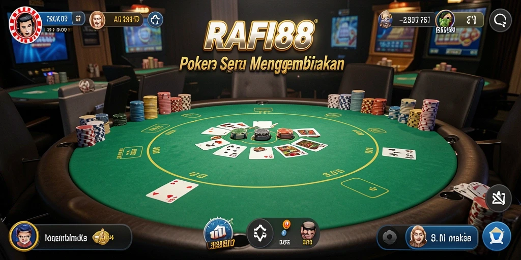Screenshot utama RAFI88 menampilkan gameplay Poker yang seru dan kompetitif.