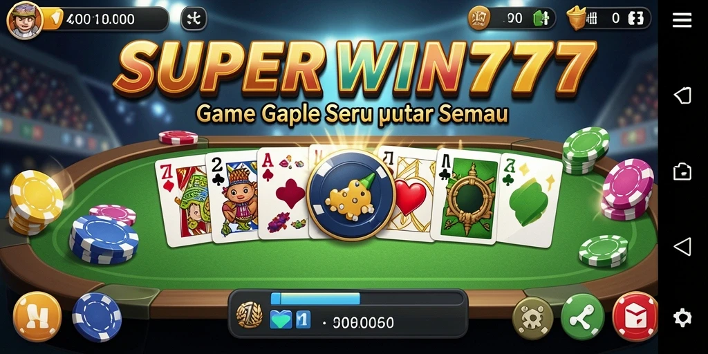 Tampilan utama gameplay Gaple di SUPERWIN777 yang seru.