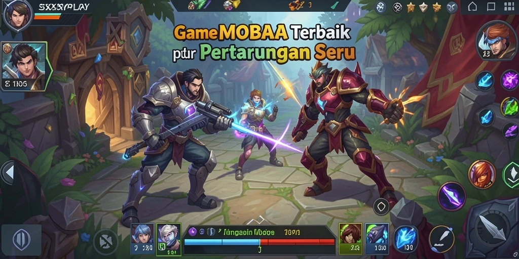 Tampilan gameplay SXXPLAY saat pertarungan intens.
