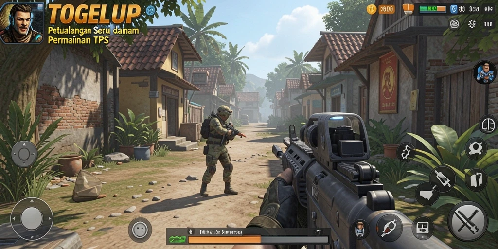 Screenshot menunjukkan aksi seru dalam game TPS TOGELUP.