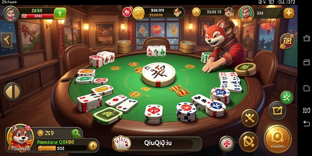 Screenshot utama ZK9 menampilkan aksi seru dalam permainan QiuQiu.